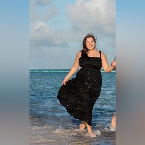 Abercrombie Linen Blend Cutout Maxi Dress